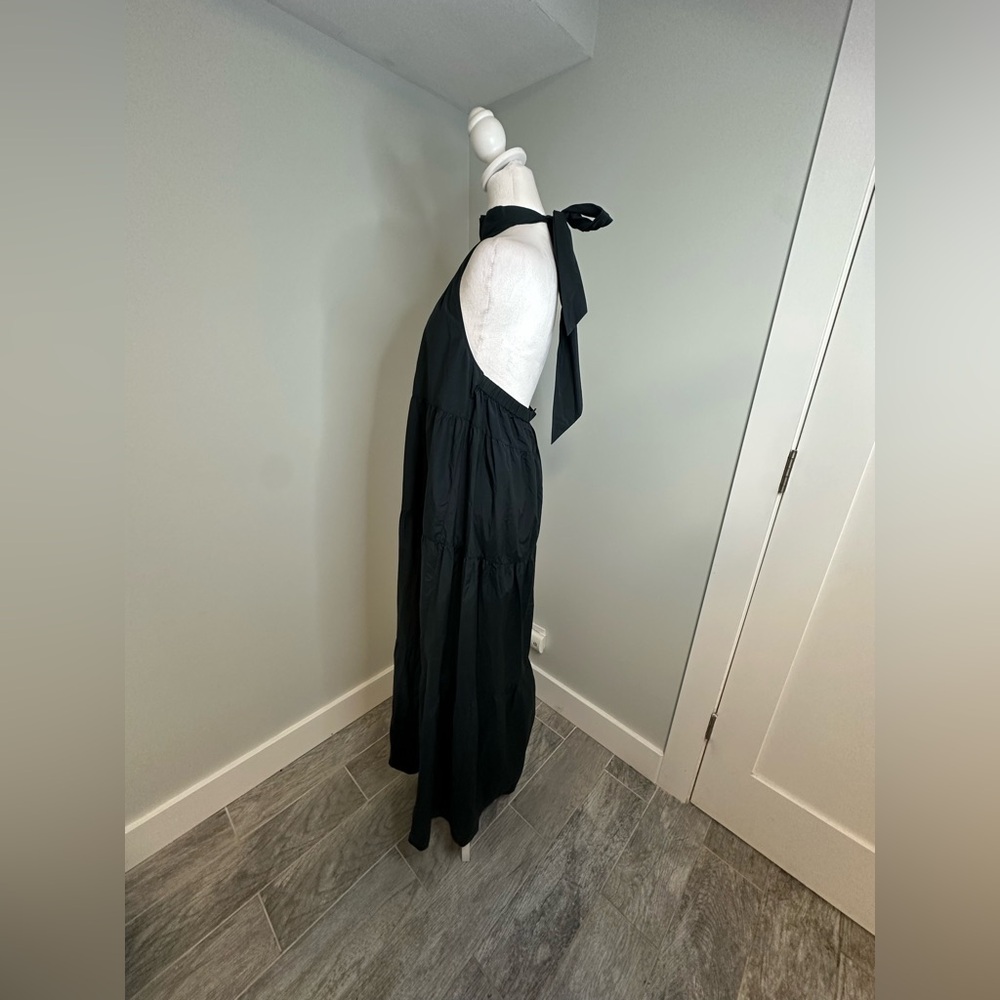 💋 THEORY | Halter Tiered  Maxi Lightweight Cotton Blend Dress Minimalist Large - Picture 9 of 16